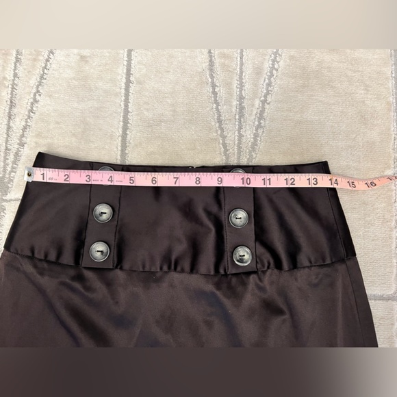 iz byer California brown silk spandex pencil skirt with buttons womens size 9 - Picture 4 of 9